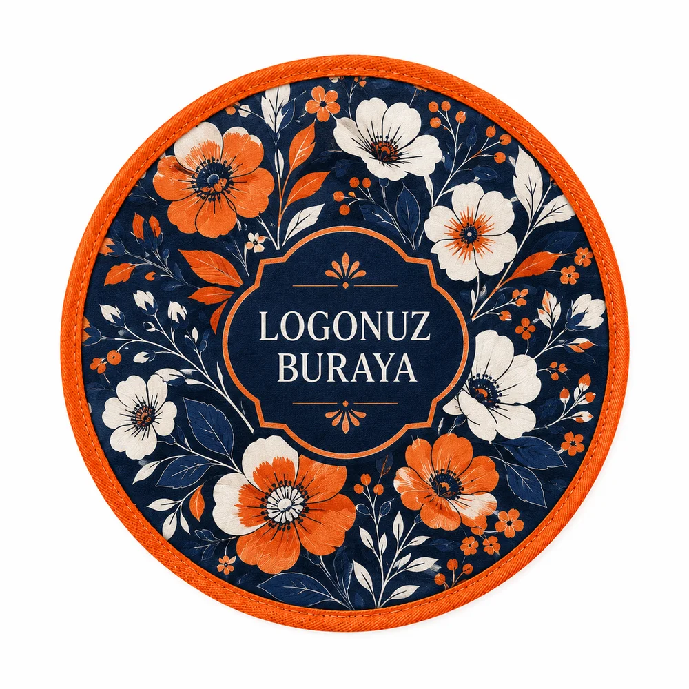 Wholesale round folding hand fan - waterproof coated fabric, pouch-included custom printed model